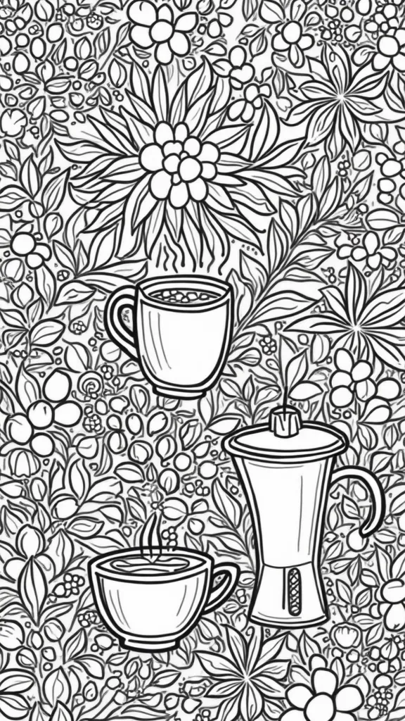 coffee coloring pages for adults